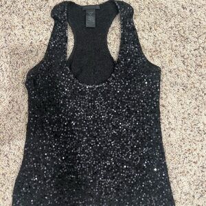 Donna Karan Black Label Cashmere and silk sequin racerback tank